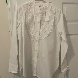 J. Crew Band collar ruffle front shirt